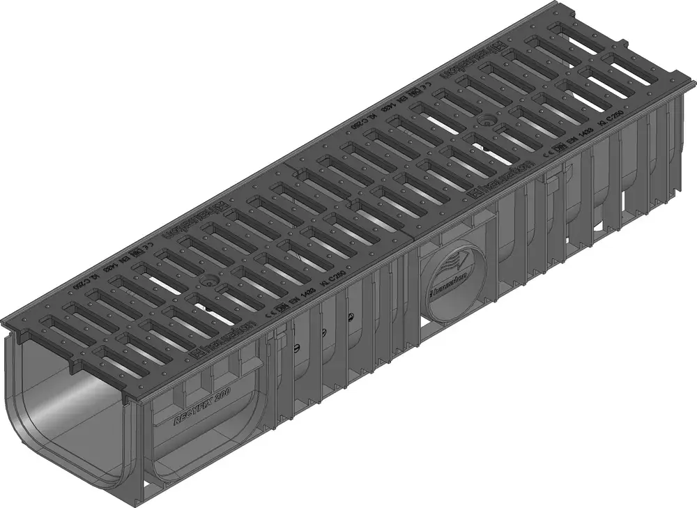 CANIVEAU RECYFIX STANDARD 200 T01 avec GRILLE FONTE C250 1M REF 40660 Usine Directe