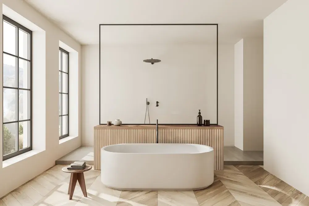 Panneau décoratif mural - Hydrofuge- Maestro Latt - Prêt à l‘emploi - Aspect bois naturel sur fond blanc - 16 x 300 x 2770 mm Soldes