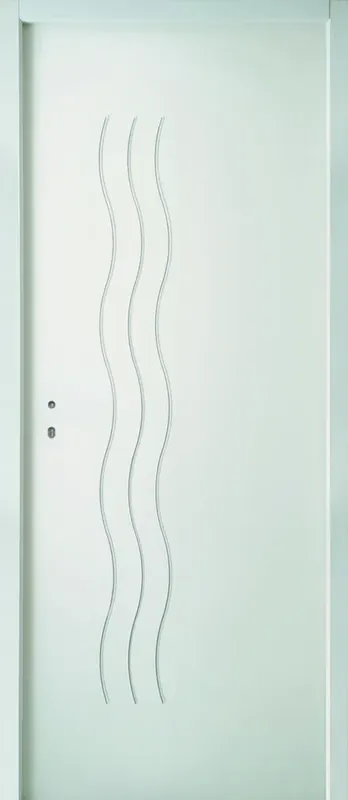 Bloc-porte prépeint Cascade - chant droit - isolant - 2040 x 830 - poussant gauche - huisserie 118 x 54 mm - serrure 3 points axe poignée 50 mm Top Vente