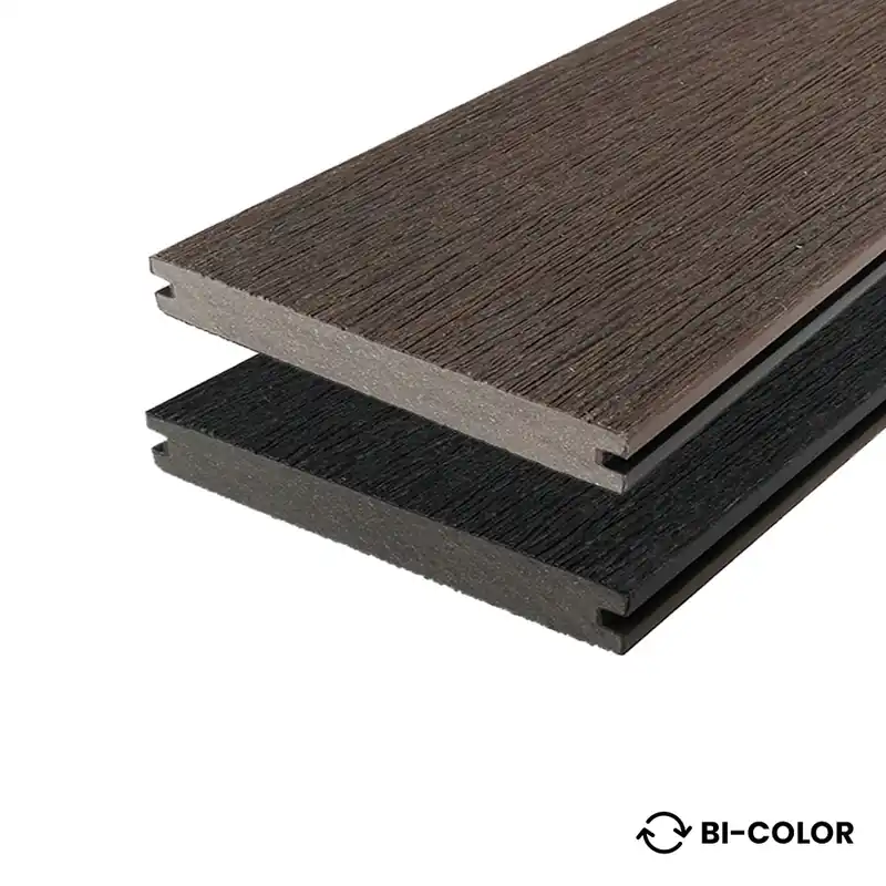 Vente Directe Lame de terrasse composite - Vintage graphite / wenge - 23 x 210 mm - long. 4,00 ml - pose avec clip