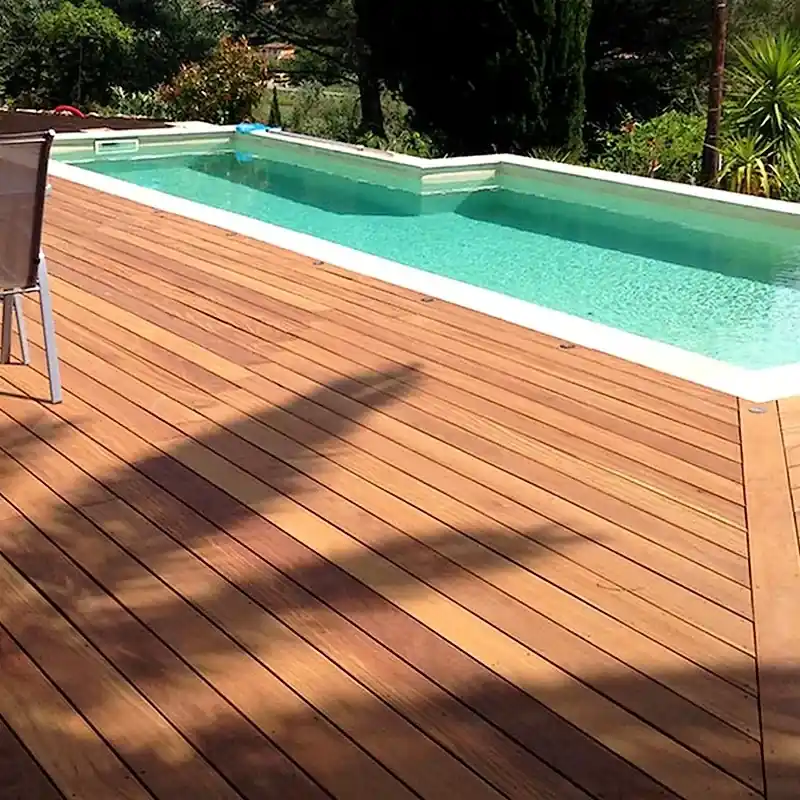 Prix Bas Lame de terrasse bois - Cumaru - 21 x 145 mm - long. 3,65 ml - 2 faces lisses