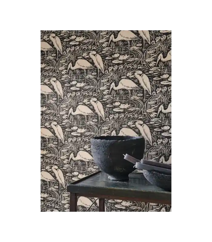 Papier peint EUPHRATE NOIR REGLISSE - Collection Babylone - CASADECO - Ref. BBLN89739270 Commander Vite