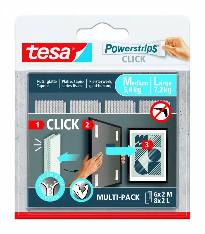 Solde Languette adhésive cadre Tesa Powerstrips Click 77721 4X2M