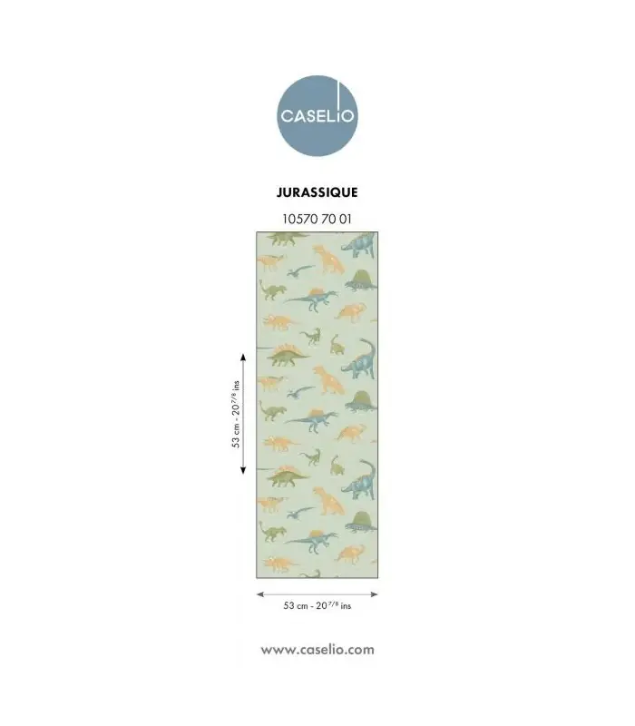 Papier Peint JURASSIQUE VERT AMANDE - Collection LES MINIS MONDES - CASELIO - Réf. MNM105707001 Jusqu'à Épuisement Des Stocks