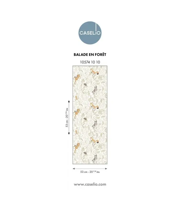Papier Peint BALADE EN FORET BEIGE - Collection LES MINIS MONDES - CASELIO - Réf. MNM105741010 Expédié Aujourd'hui