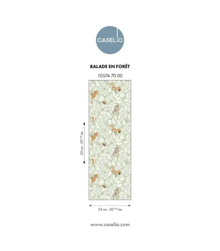 Usine Directe Papier Peint BALADE EN FORET VERT AMANDE - Collection LES MINIS MONDES - CASELIO - Réf. MNM105747000