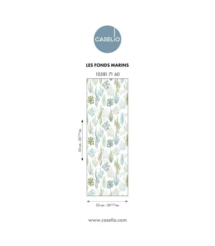 Paiement Sécurisé Papier Peint LES FONDS MARINS VERT BLEU - Collection LES MINIS MONDES - CASELIO - Réf. MNM105817160