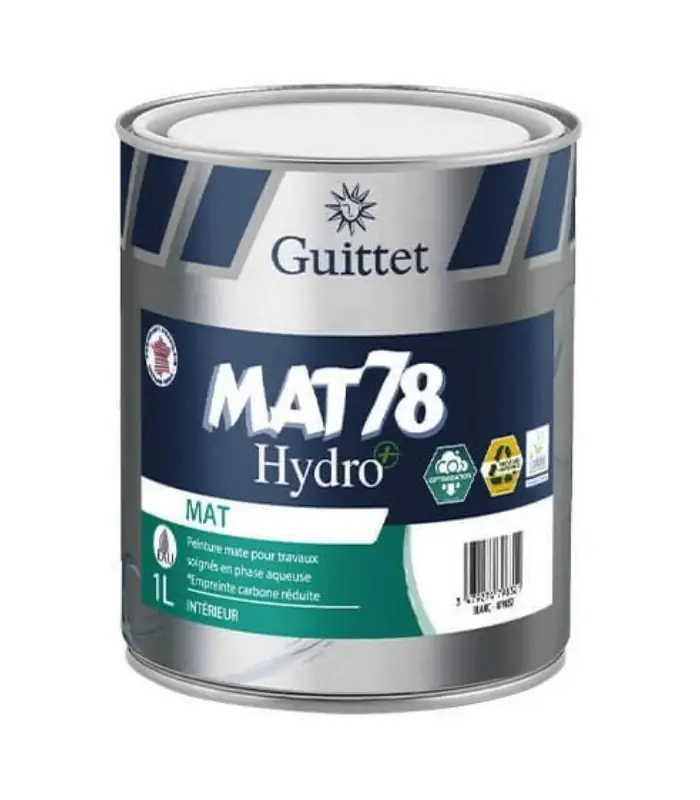 Guittet Mat 78 HydroPlus Peinture Acrylique de Finition Murs et Plafonds - Mat - 1L, 3L, 15L Meilleur Prix