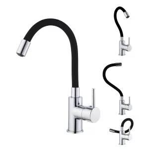 Mitigeur lavabo ILO à mémoire de forme N Noir et Chromé - 4061920 Seulement Aujourd'hui