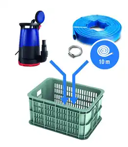 Authentique Kit inondation pompe VCDC-500-P2 + tuyau + tuyau 10m Ø35 + collier + caisse - 500W - 12,5m3/h SPIDO