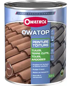 Peinture toiture OWATOP formule RUSTOL R Rouge Brun 2,5L Prix Cassé