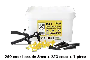 Commande En Gros Kit DOGA standard pour joints 3mm (250 croisillons + 250 cales + 1 pince)