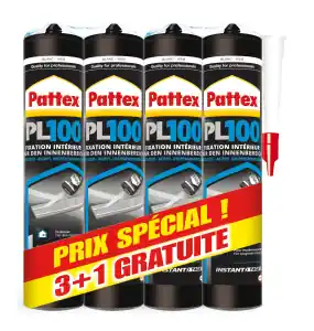 Colle PATTEX PRO100 - lot de 3+1 gratuit - fixation immédiate Blanc Affaire À Saisir