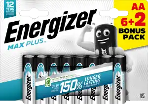 Pile LR6 AA 1.5V alcaline Max Plus Energizer - 8 pces Prix Promo