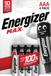 Pile LR03 AAA 1.5V alcaline Max Energizer - 4 pces Prix Réduit
