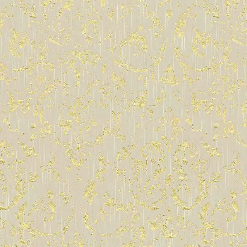 Haute Qualité A.S. Creation Metallic Silk 306602 papier peint intissé baroque 0.53 m x 10.05 m beige
