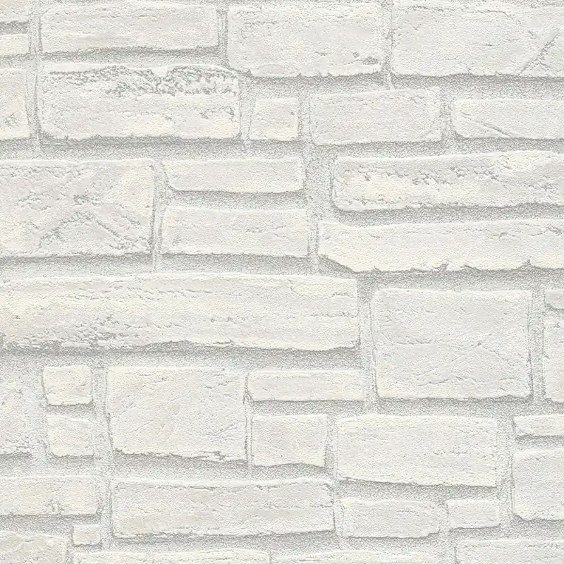 Dernière Chance A.S. Creation Elements 662316 papier peint intissé pierre brique 0.53 m x 10.05 m blanc