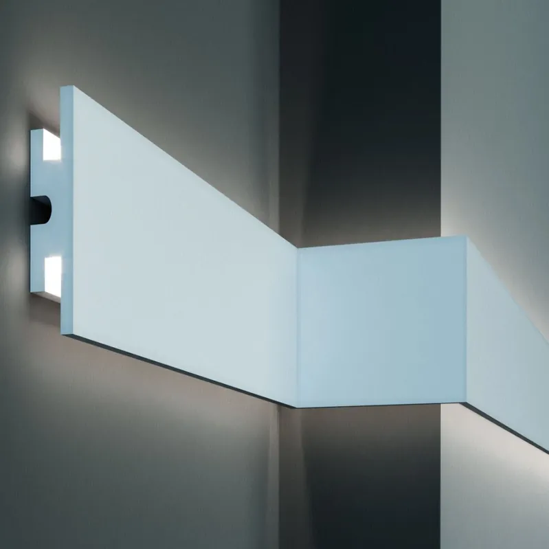 Elite Decor Moulure lumineuse KD302 Polystyrène 120 x 40 x 1150 mm Blanc Corniche de plafond LED Prix Cassé