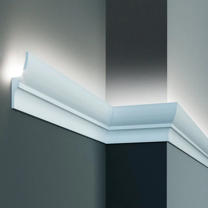 Elite Decor Moulure lumineuse KF701 Polystyrène 70 x 40 x 2000 mm Blanc Styrofoam Corniche LED Vente Flash
