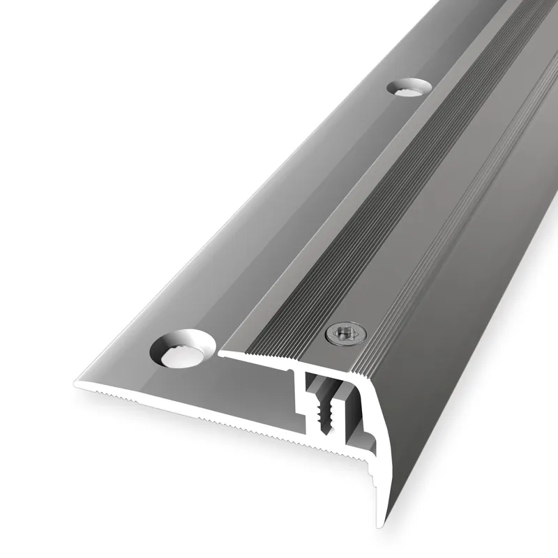 Nez de marche 27 x 23 mm aluminium cornière striée trous de vis fraisés Küberit Promotion