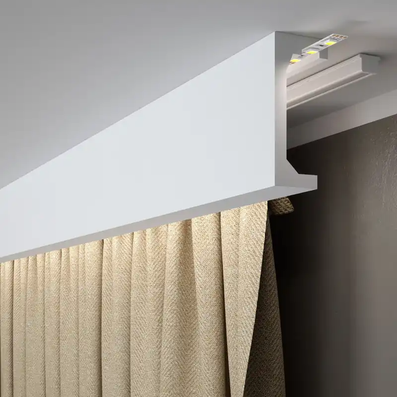 Prix Bas PROVISTON Cache rideaux "RM046T" 50 x 120 x 2000 mm Blanc Moulure Cache Rideaux lumineuse Moderne