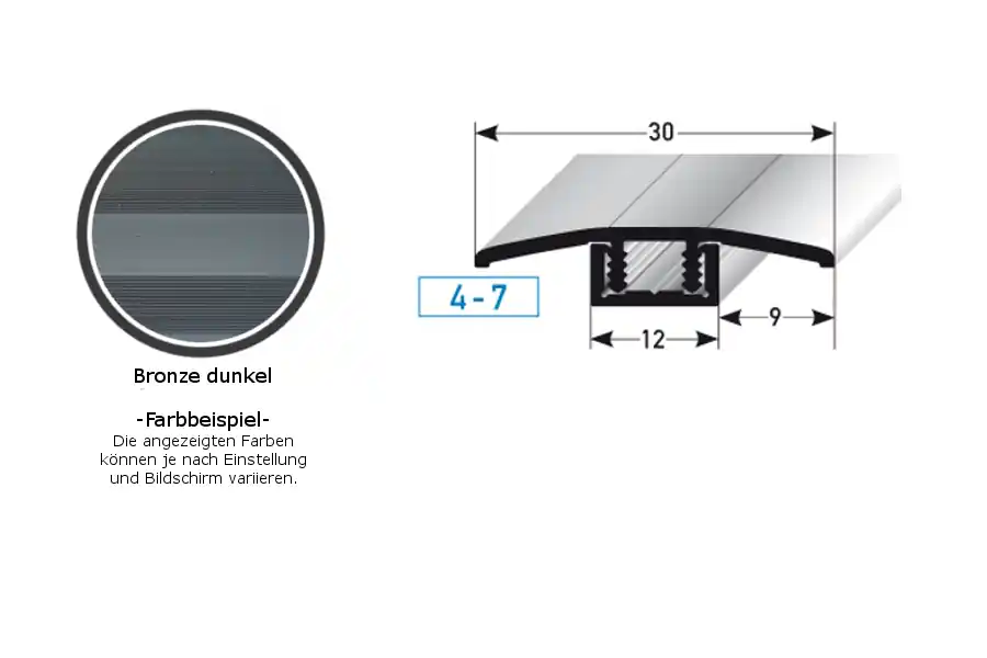 Barre de seuil sol stratifié hauteur 4 - 7 mm largeur 30 mm aluminium anodisé Dernière Chance