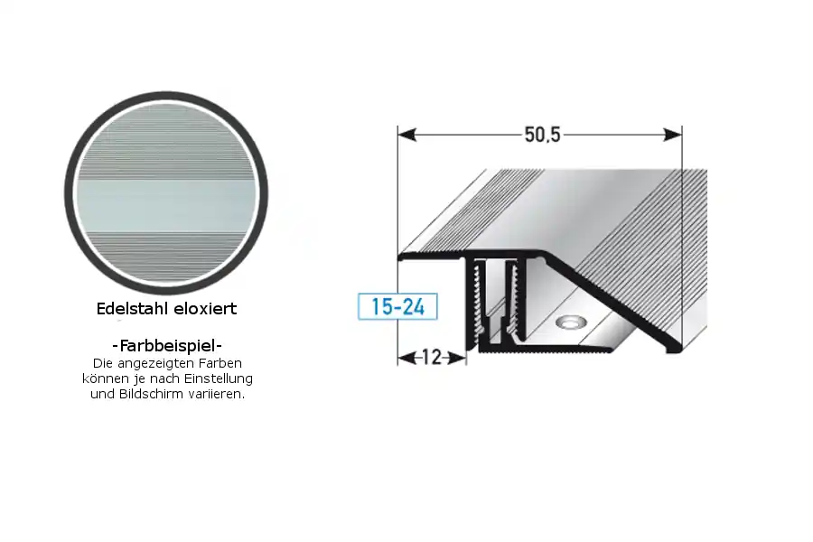 Profilé de rattrapage barre de seuil pour hauteur 15 - 24 mm 50.5 mm de large 2 pcs alu Offre Du Jour
