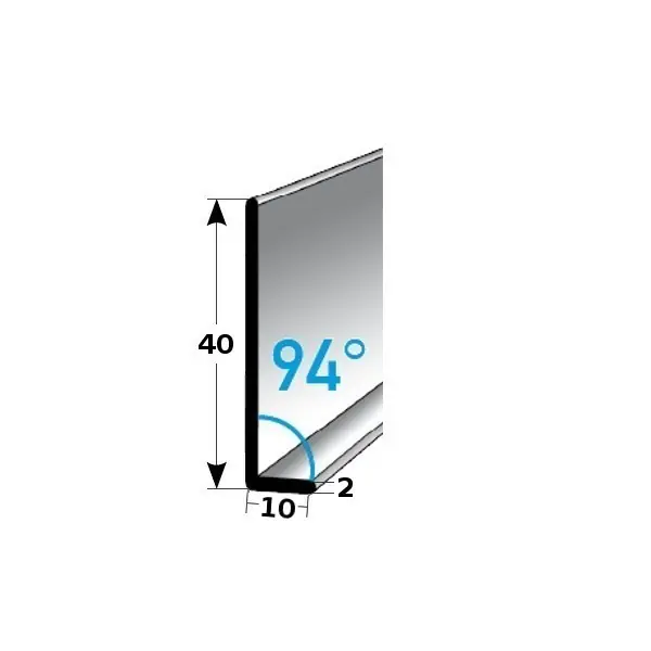 Seulement Aujourd'hui Auer Plinthe en alu moderne Hauteur 40 mm Angle 94° Résitant à l‘eau