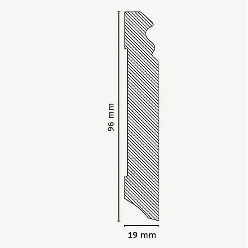 Réduction Angle intérieur ou extérieur plinthe moulurée 719.096 MDF revêtu 19 x 96mm PROVISTON