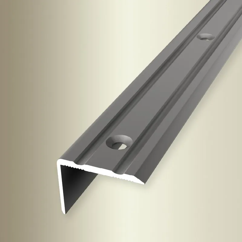 Meilleur Prix Nez de marche Largeur 24.5 mm Hauteur 0 - 17 mm Aluminium Strié Facile à plier A visser