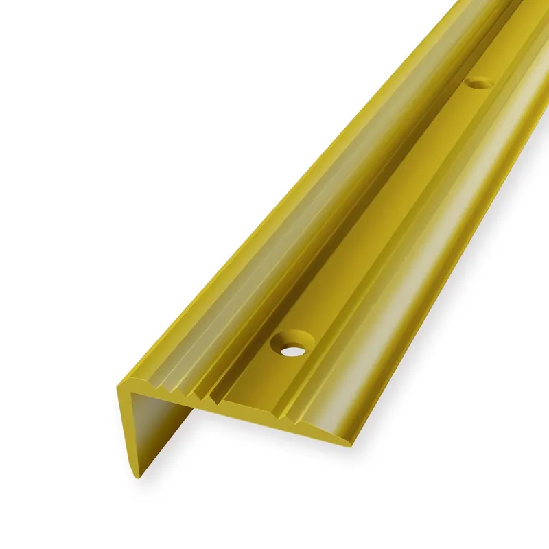 Nez de marche 23 x 43 x 2500 mm Laiton poli Cornière striée Küberit Nouvel Arrivage