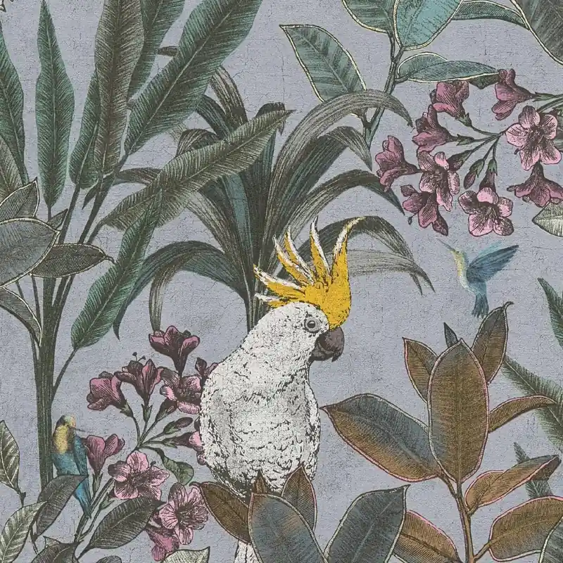 Papier peint intissé 397483 gris bleu botanique jungle PintWalls II A.S. Creation Offre Exclusive