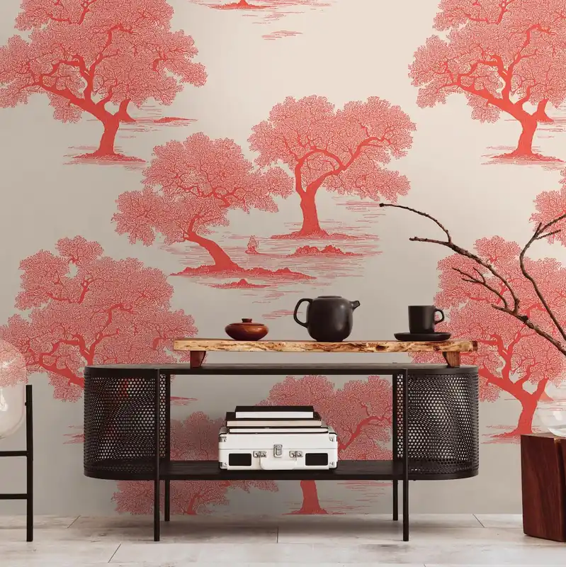 A.S. Creation Papiers peints photo The Wall III 398761 Un motif par rouleau Arbres Feuilles Rouge Vente Directe