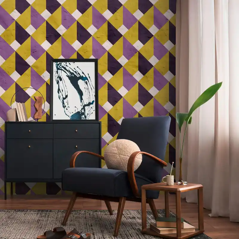 A.S. Creation Papiers peints photo The Wall III 398491 Un motif par rouleau Graphique Violet Jaune Must-Have