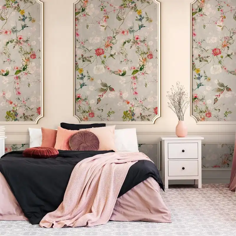 A.S. Creation Papiers peints photo The Wall III 398471 Un motif par rouleau Fleurs Floral Beige Gris Pas Cher