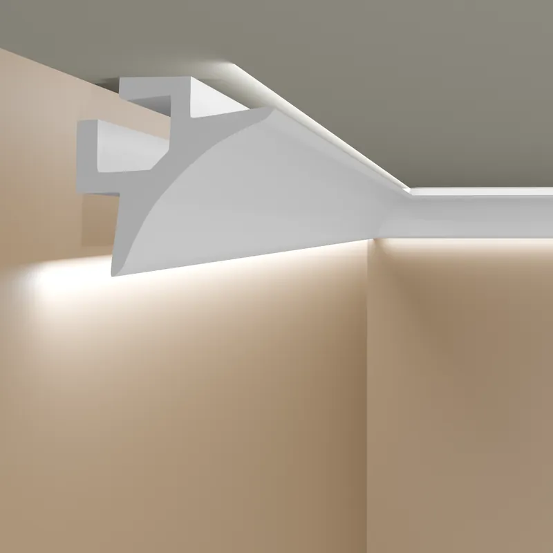 PROVISTON Moulure de plafond en polymère blanc 60 x 97 x 2000 mm Corniche LED Meilleur Choix