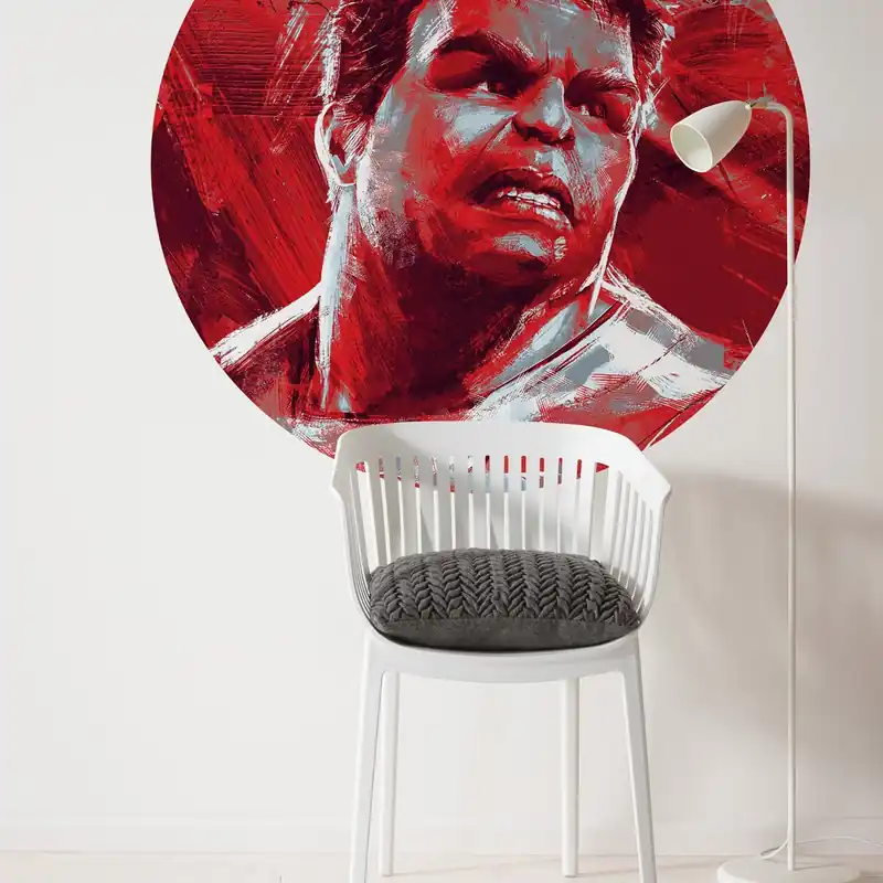 Dernière Chance Komar Papier Peint Photo Marvel Tête Rouge Hulk 125 x 125 cm Autocollant mural rond Intissé