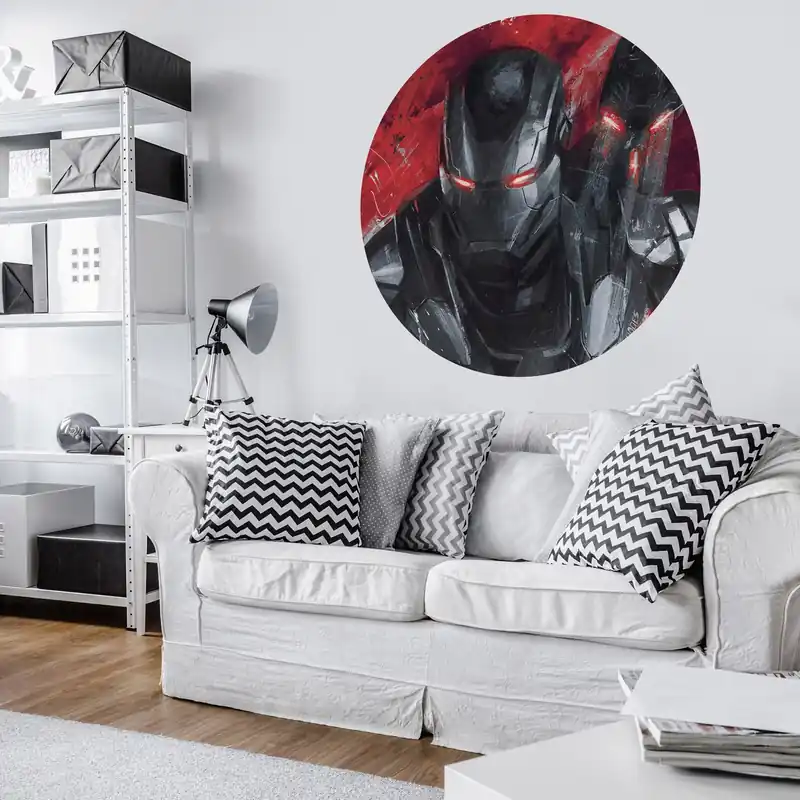 Solde Komar Papier Peint Photo Marvel Vengeur War Machine 125 x 125 cm Autocollant mural rond Intissé