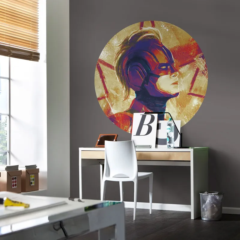 Komar Papier Peint Photo Captain Marvel Casque Crête iroquoise 125 x 125 cm Intissé Autocollant Seulement Aujourd'hui