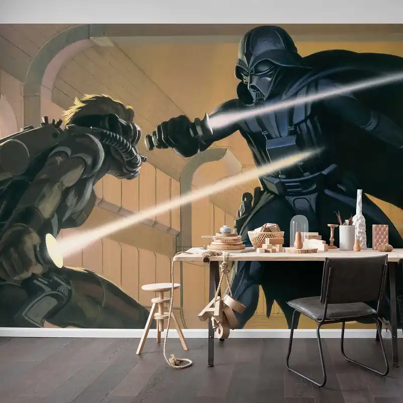 Nouvelle Collection Komar Papier Peint numérique Photo sur Intissé Star Wars Dark Vador Luke combat 250 x 500 cm