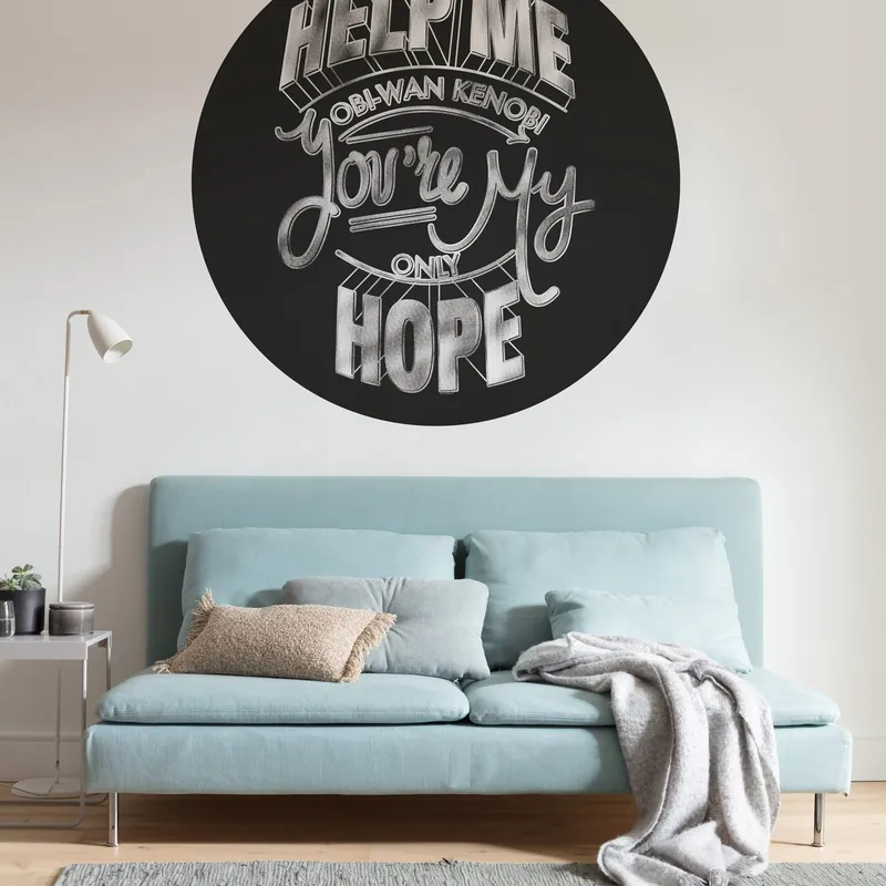 Komar Papier Peint numérique Photo Intissé Star Wars Citation Help Me Obi Wan 125 x 125 cm Sticker Vente Directe