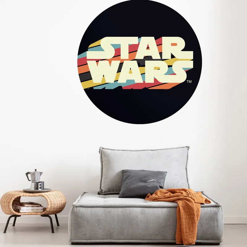 Komar Papier Peint numérique Photo sur Intissé Star Wars Logo 125 x 125 cm Autocollant rond géant Offre Spéciale