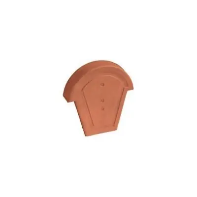 Fronton pour faîtière demi ronde à recouvrement universelle terre cuite rouge - long. 32,5 cm x larg. 31 cm Offre Exclusive