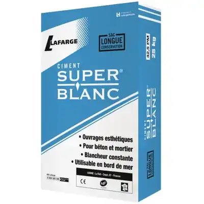 Jusqu'à Épuisement Des Stocks CIMENT SUPERBLANC LAFARGE 42.5 SAC 25KG