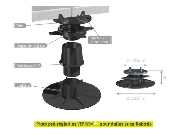 Achetez Aujourd'hui VERINDAL PLOT H70 PETITE AILETTE - 70 A 110MM