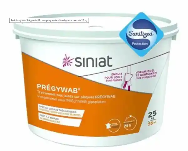 ETEX SINIAT ENDUIT PREGYWAB SEAU 25KG ENDUIT PLAQUE DE PLATR Authentique