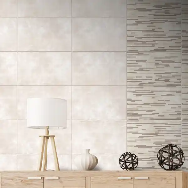 Seulement Aujourd'hui ODYSSEE PASSION IVOIRE TAUPE MIX DECOR 25X40 - BOITE DE 1.40