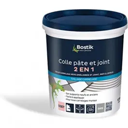 Nouveauté Colle Carrelage Pâte et Joint Gris Bostik D2ET Mur Intérieur 1,5 kg