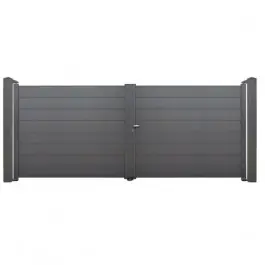 Portail Alu 2 battants Aluline 3x1,65 m Gris 7016 lames pleines Nouvelle Collection