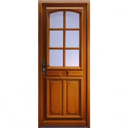 Porte d‘entrée vitrée Bois exotique Isa, 200x80cm, poussant droit Offre Exclusive